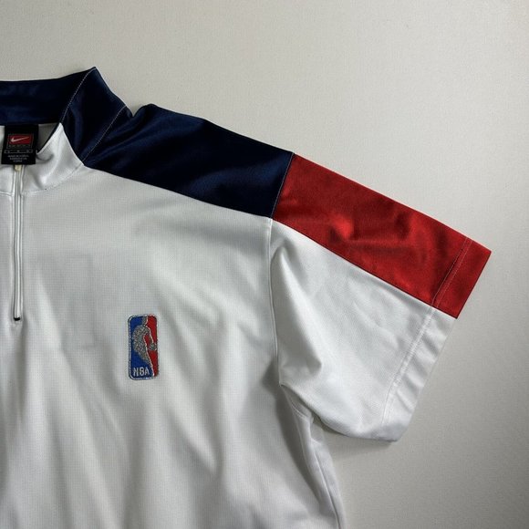 Vintage Y2K NIKE TEAM NBA LOGO Quarter Zip Pullover Sweatshirt Men Size XL White - Picture 3 of 10